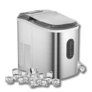 Home Electric Ice Maker, Water Shortage Reminder Full Ice, 105Watts, Silver