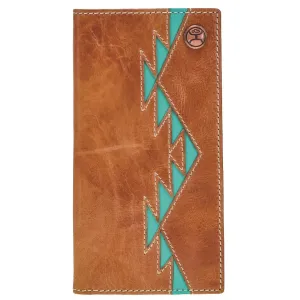 Hooey Original "Tonkawa" Turquoise Aztec Print Rodeo Wallet In Tan Clearance Event Today Big Savings Alert