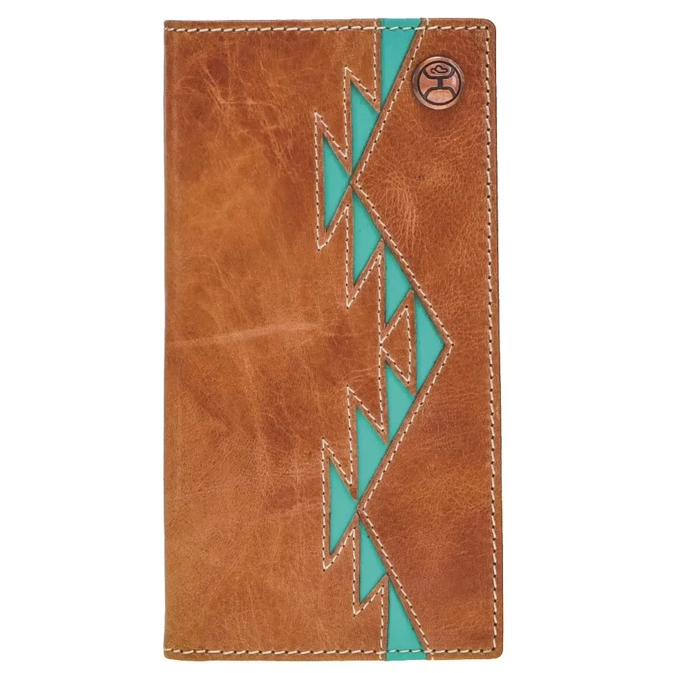 Hooey Original "Tonkawa" Turquoise Aztec Print Rodeo Wallet In Tan Clearance Event Today Big Savings Alert