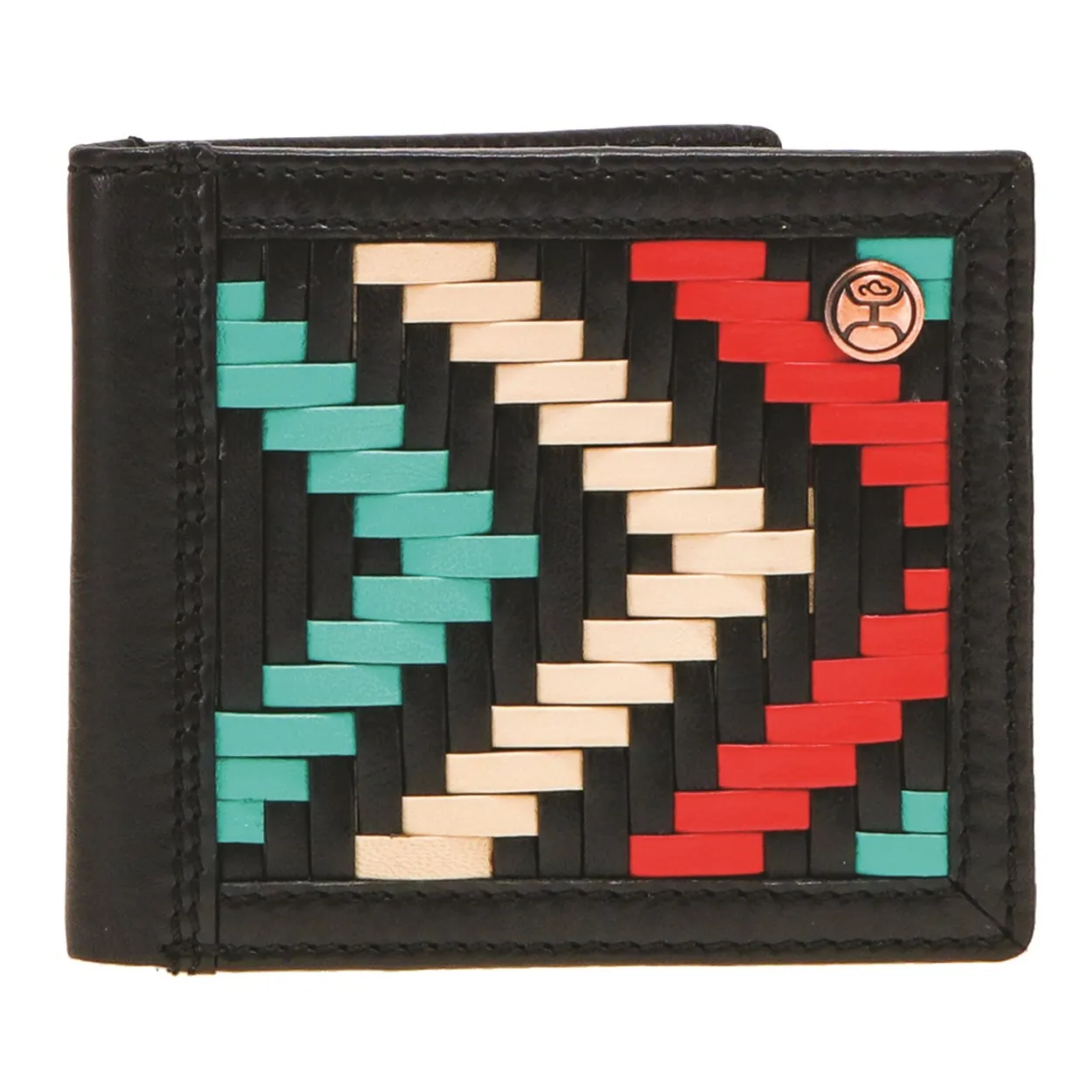 Hooey "Black Hawk" Aztec Woven Leather Bi-Fold Wallet Dont Miss This Deal