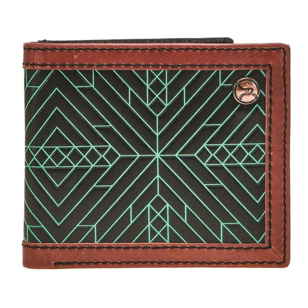 MustHave Deals Special Deal Frenzy Hooey "Neon Moon" Turquoise Aztec Roughy Bi-Fold Wallet