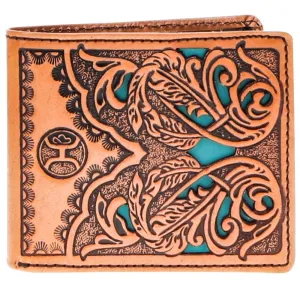 Hooey "Phoenix" Bi-Fold Wallet In Tan And Turquoise Dont Miss Todays Deal