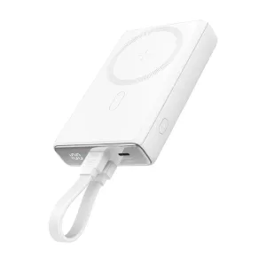 Dont Miss Todays Deal Joyroom Jr-Pbm01 20W Magnetic Wireless Power Bank With Built-In Cable &Amp; Kickstand 10000Mah White