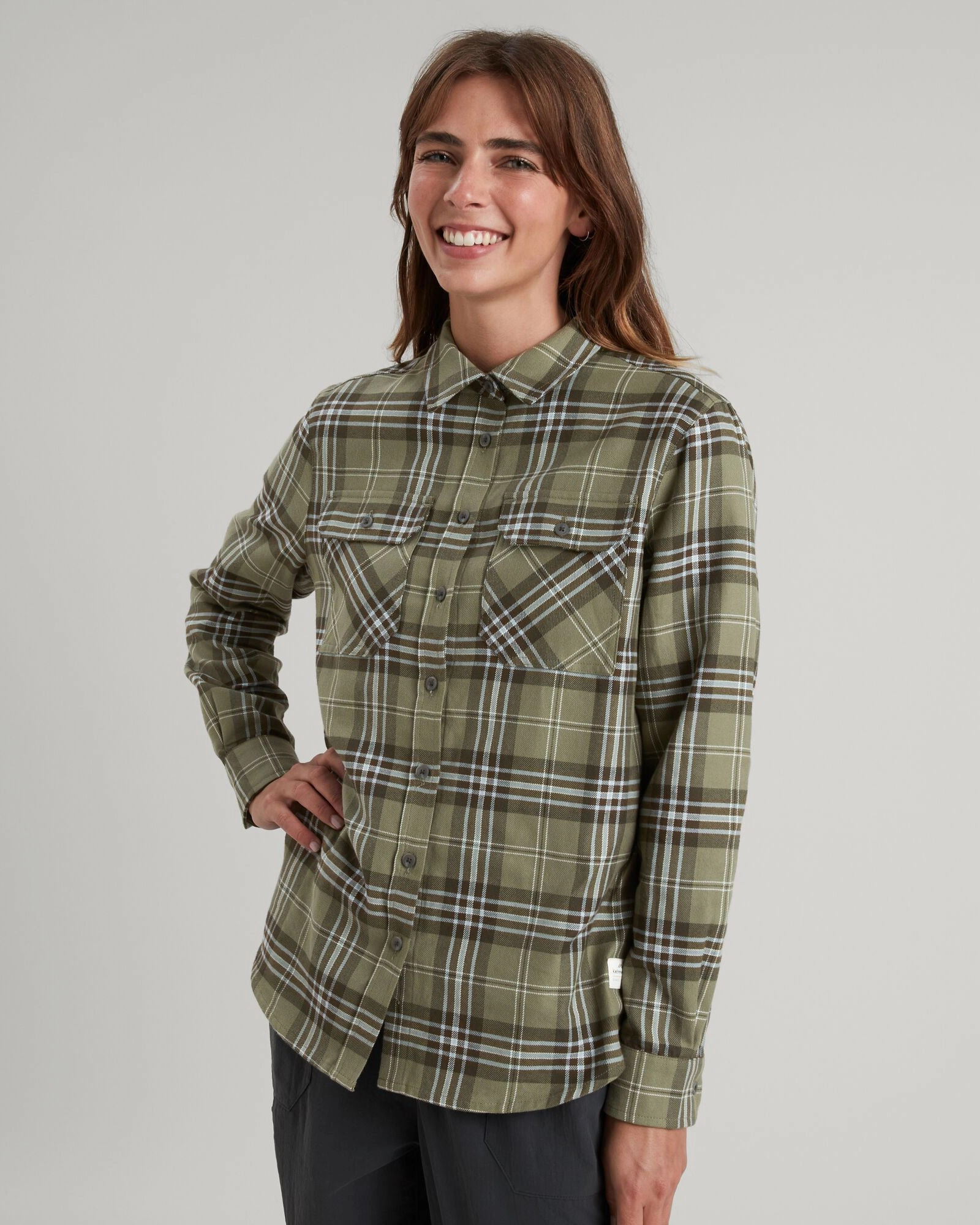 Trending Offer Today Carrillon Women'S Hf Long Sleeve Shirt - Beech/Dark Moss Check