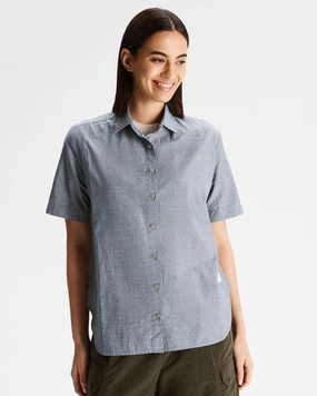 Shop Todays Picks Best Deal Alert Women'S Flaxton Lt Short Sleeve Shirt - Chambray Blue