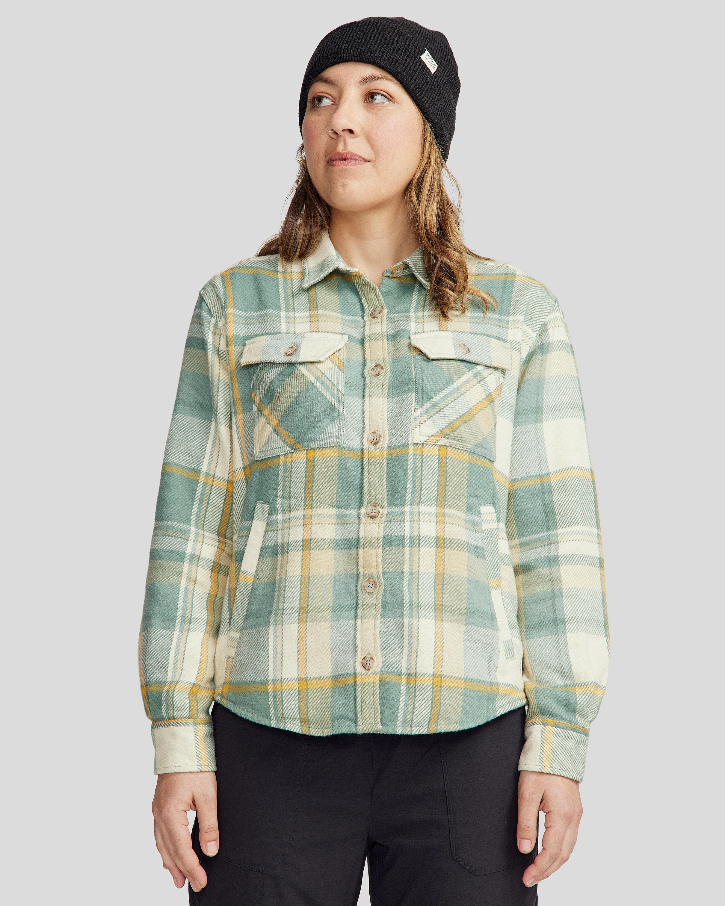WomenS Huntly Long Sleeve Shirt - Cabin Plaid Light Forest Online Exclusive Offer