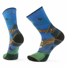 Unisex Hike Eagle Print Crew Socks Laguna Blue Special Surprise Sale Online Exclusive Savings