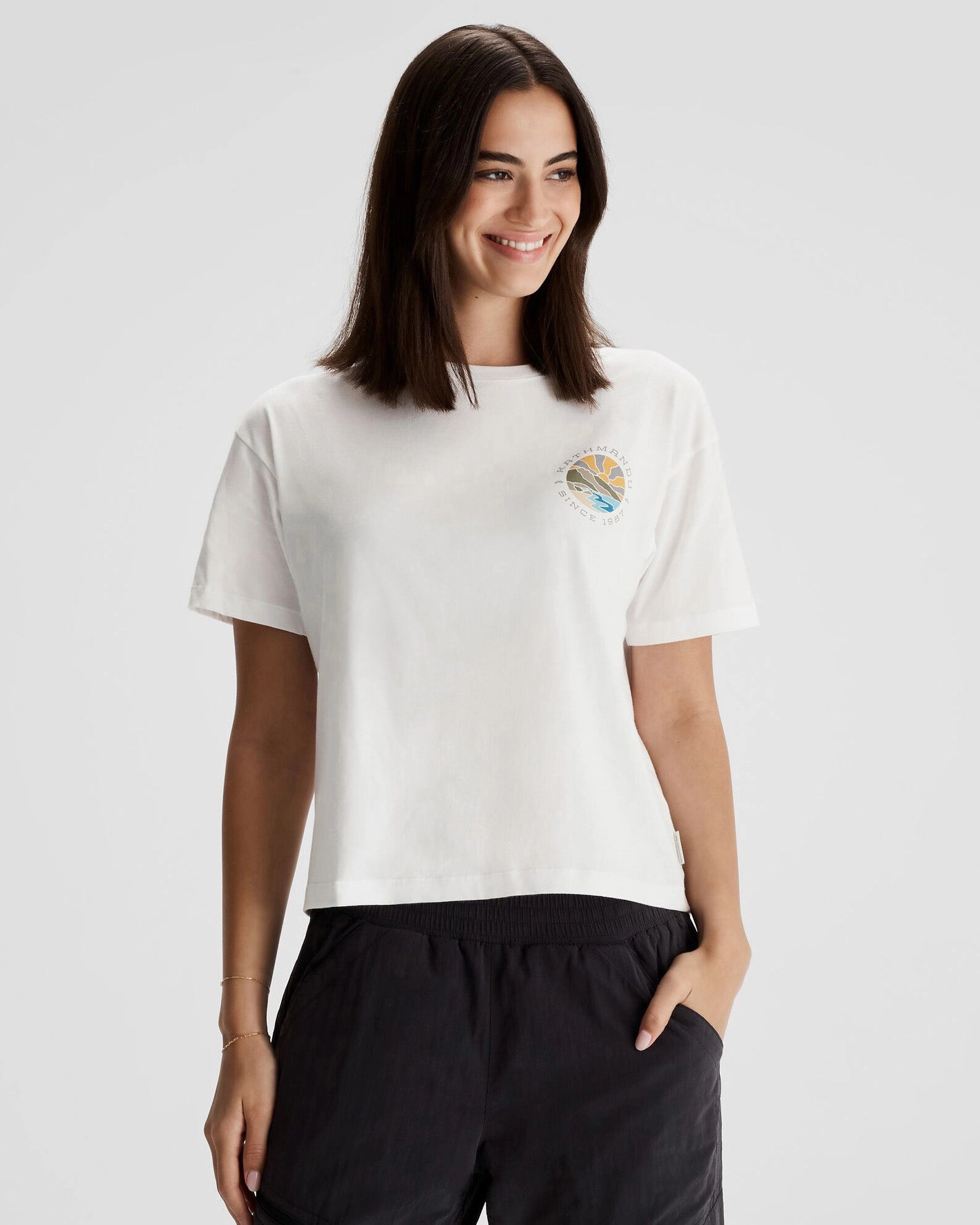 Dont Miss Out Instant Deal Today Women'S Kathmandu Logo Sunburst Organic Cotton T-Shirt - White