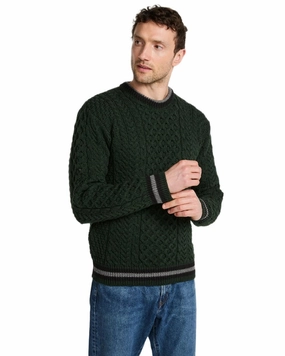 Today Only Discount Alert Grab It Fast Aran Mens Inishbeg Stripe Crewneck Merino Sweater