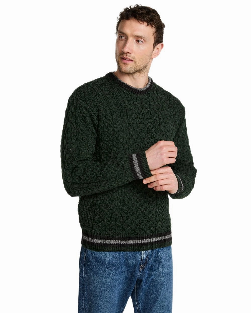 Flash Sale Alert Now Dont Miss This Offer Aran Mens Inishbeg Stripe Crewneck Merino Sweater