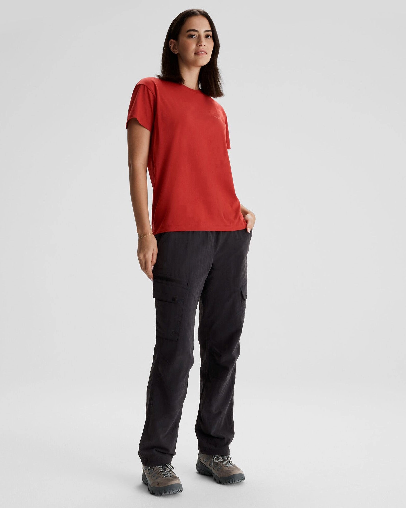 Women'S Kathmandu Logo Faded Organic Cotton T-Shirt - Spicy Chilli Pepper Today Only Hot Pick Grab Your Deal Today