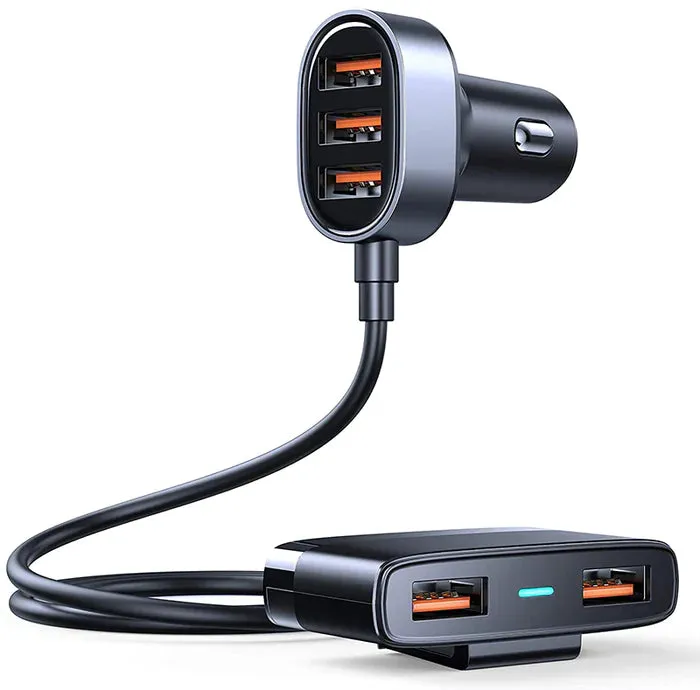 Joyroom Jr-Cl03 5Usb Ports Car Charger Adapter 31W With 5Ft Cable For Back Seat Charging Save Big Online Price Drop Today