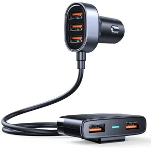 Joyroom Jr-Cl03 5Usb Ports Car Charger Adapter 31W With 5Ft Cable For Back Seat Charging Save Big Online Price Drop Today