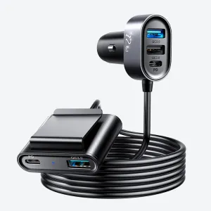 Joyroom Jr-Cl05 5-Port Qc3.0 Pd Fast Car Charger Adapter 5Ft Cable For Front/Back Seat Charging Shop Save Big
