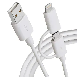 Mega Sale Now Maplin Usb-A To 2-In-1 Multi-Charging Lightning & Micro Usb Cable - White, 1M