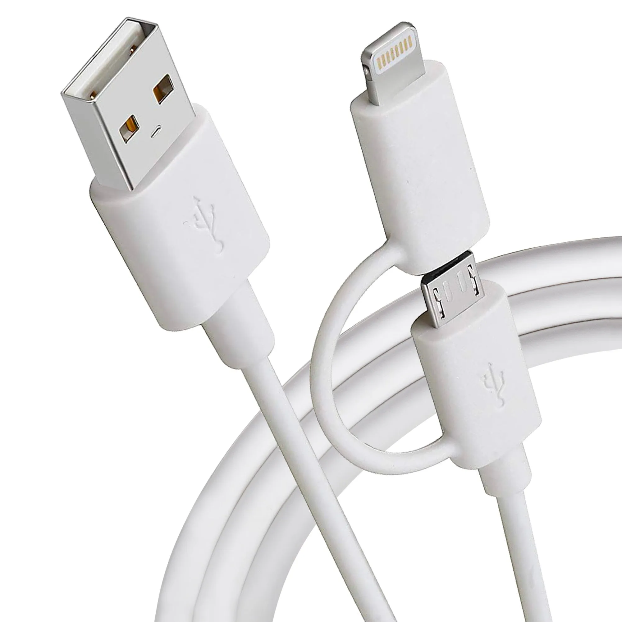 Mega Sale Now Maplin Usb-A To 2-In-1 Multi-Charging Lightning & Micro Usb Cable - White, 1M