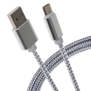Maplin Usb-C To Usb-A Braided Cable - Silver, 3M Special Steal Event