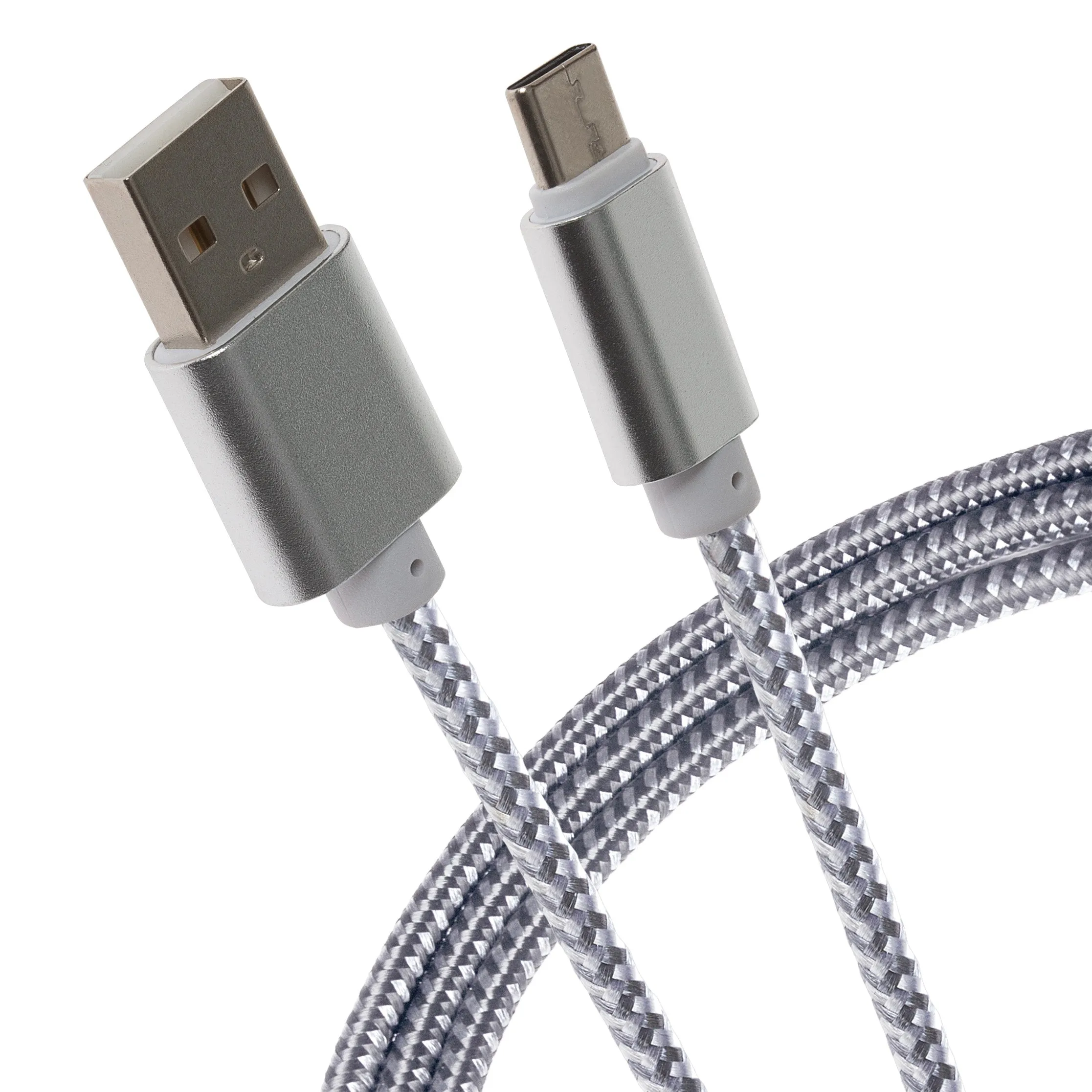 Maplin Usb-C To Usb-A Braided Cable - Silver, 3M Special Steal Event