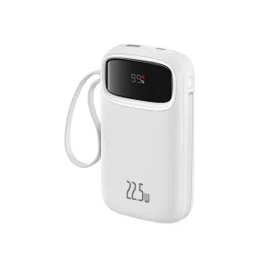 Baseus Qpow 2 Dual Cable Digital Display Fast Charge Power Bank 10000Mah 22.5W White Perfect Gift Sale