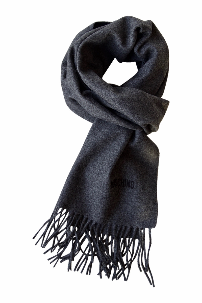Dark Grey Merino Wool Scarf From Moschino Instant Hot Deal MustHave Deal