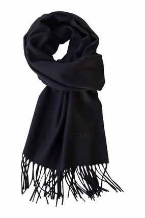 Limited Stock Deals Dont Miss This Offer Classic Black Merino Scarf From Moschino