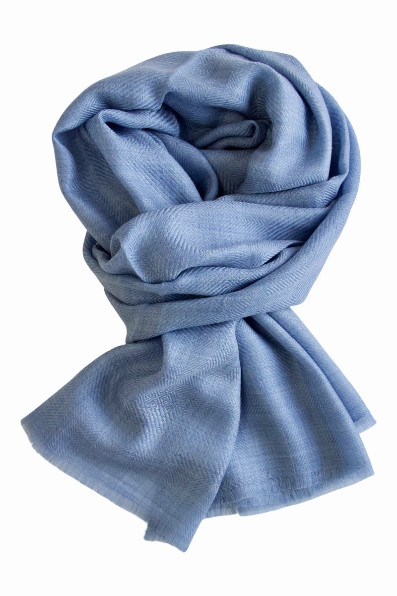 Cashmere Scarf In Beautiful Weave 100% Kashmir - Pastel Blue Daily Deal Frenzy Todays Steal