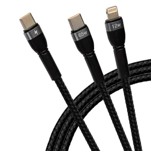 Maplin 2-In-1 Usb-C To Multi-Charging Usb-C 65W & Lightning 12W Braided Cable MustHave Items Instant Deal Today