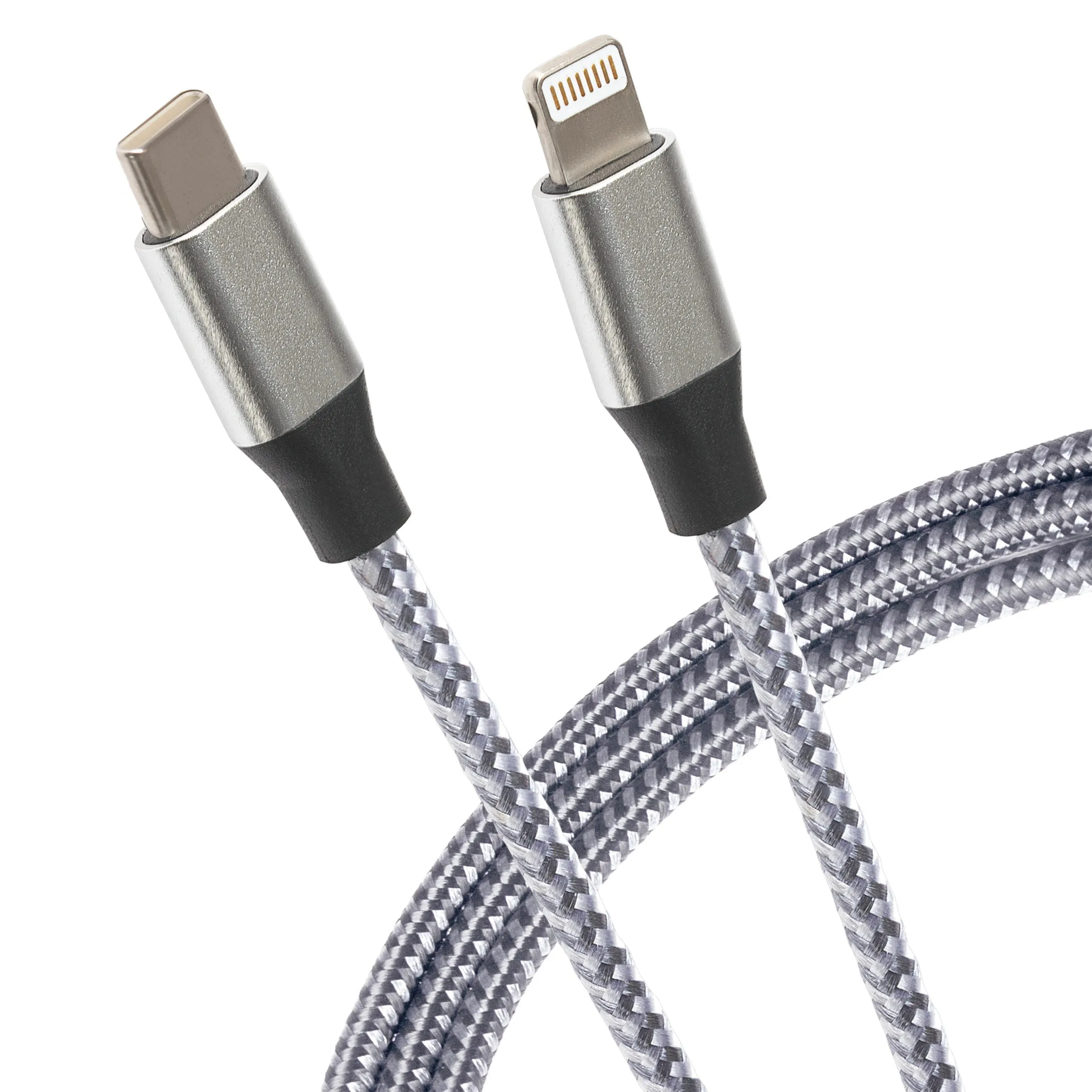 Price Drop Frenzy Maplin Lightning To Usb-C Braided 20W High Speed Cable - Silver, 1M