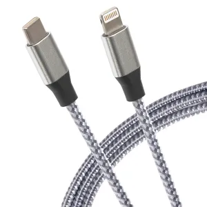 Price Drop Frenzy Maplin Lightning To Usb-C Braided 20W High Speed Cable - Silver, 1M