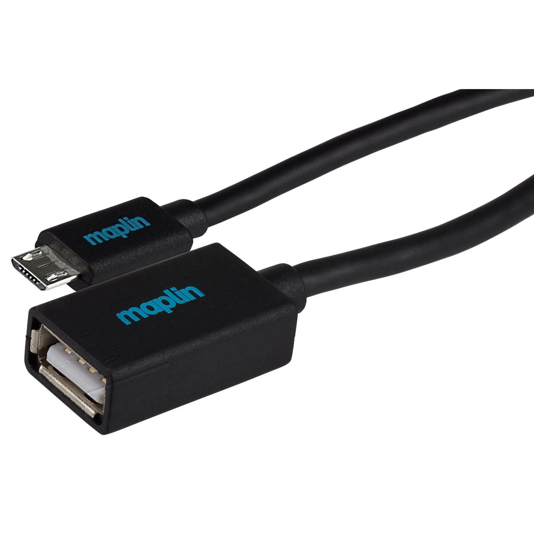 Maplin Micro Usb Male To Usb-A 2.0 Female Adapter Cable - Black, 0.15M Grab Save Today