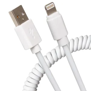 Exclusive Online Offer Shop Grab Now Maplin Premium Apple Mfi Certified Lightning To Usb-A 2.0 Coiled Cable - White, 0.5M