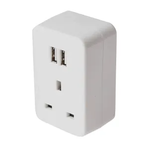 Best Deal Today Shop Save Today Maplin Uk To Us Travel Adapter Plug With 2X Usb-A - White