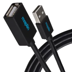 Grab It Now Gift Ideas Galore Maplin Usb-A Male To Usb-A Female Extension Cable - Black