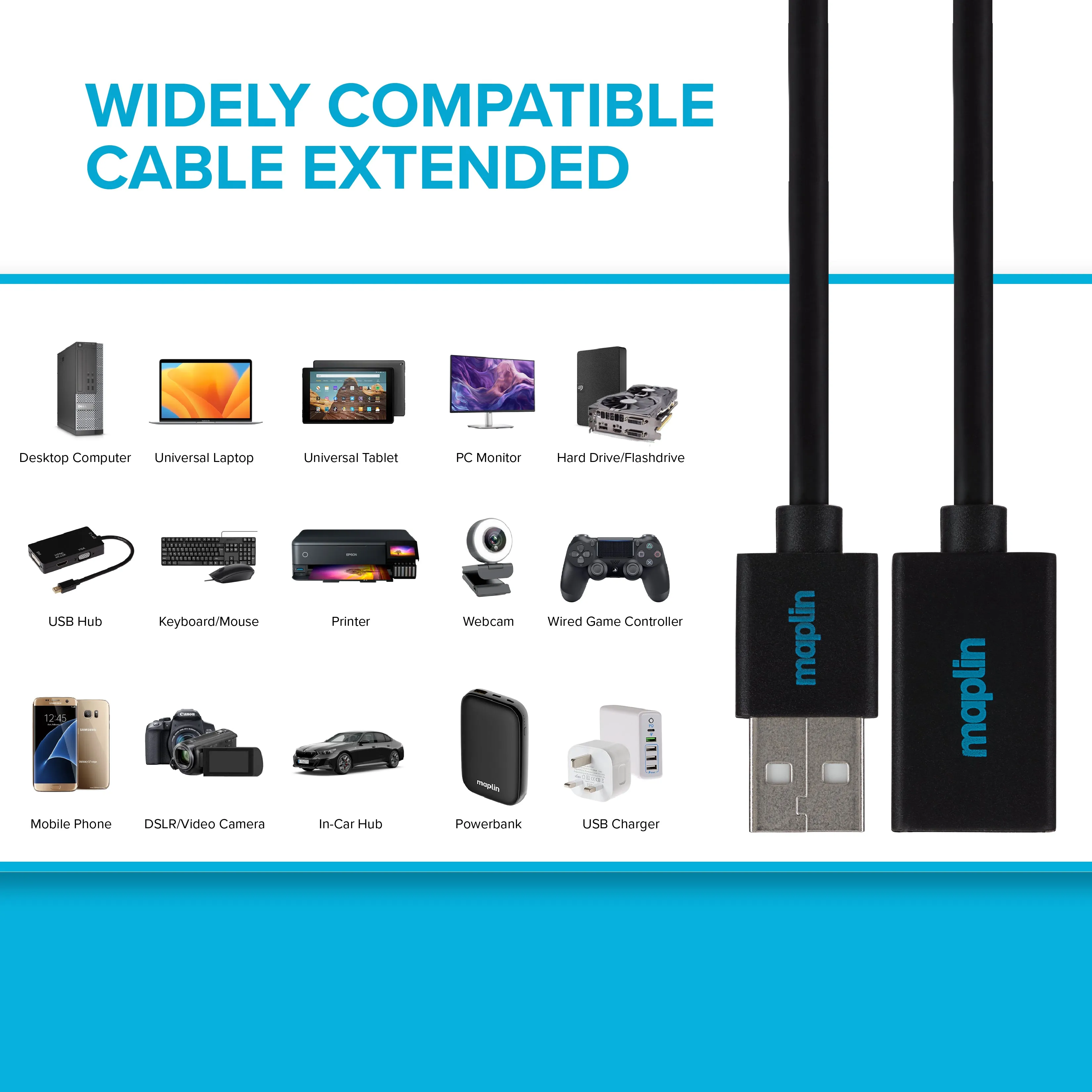 Maplin Usb-A Male To Usb-A Female Extension Cable - Black Clearance Blowout Special Deal Frenzy
