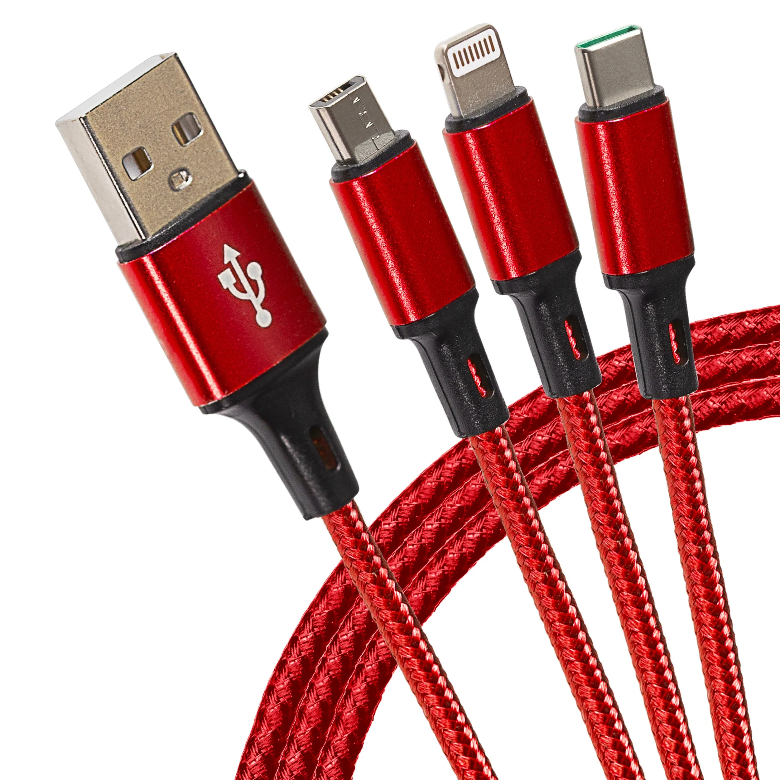 Today Only Hot Sale Perfect Gift Sale Maplin Usb-A To 3-In-1 Multi-Charging Usb-C / Lightning / Micro Usb Braided Cable - 1.2M