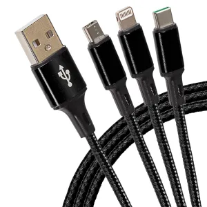 Maplin Usb-A To 3-In-1 Multi-Charging Usb-C / Lightning / Micro Usb Braided Cable - 1.2M Todays Best Deal Hot Pick Deal