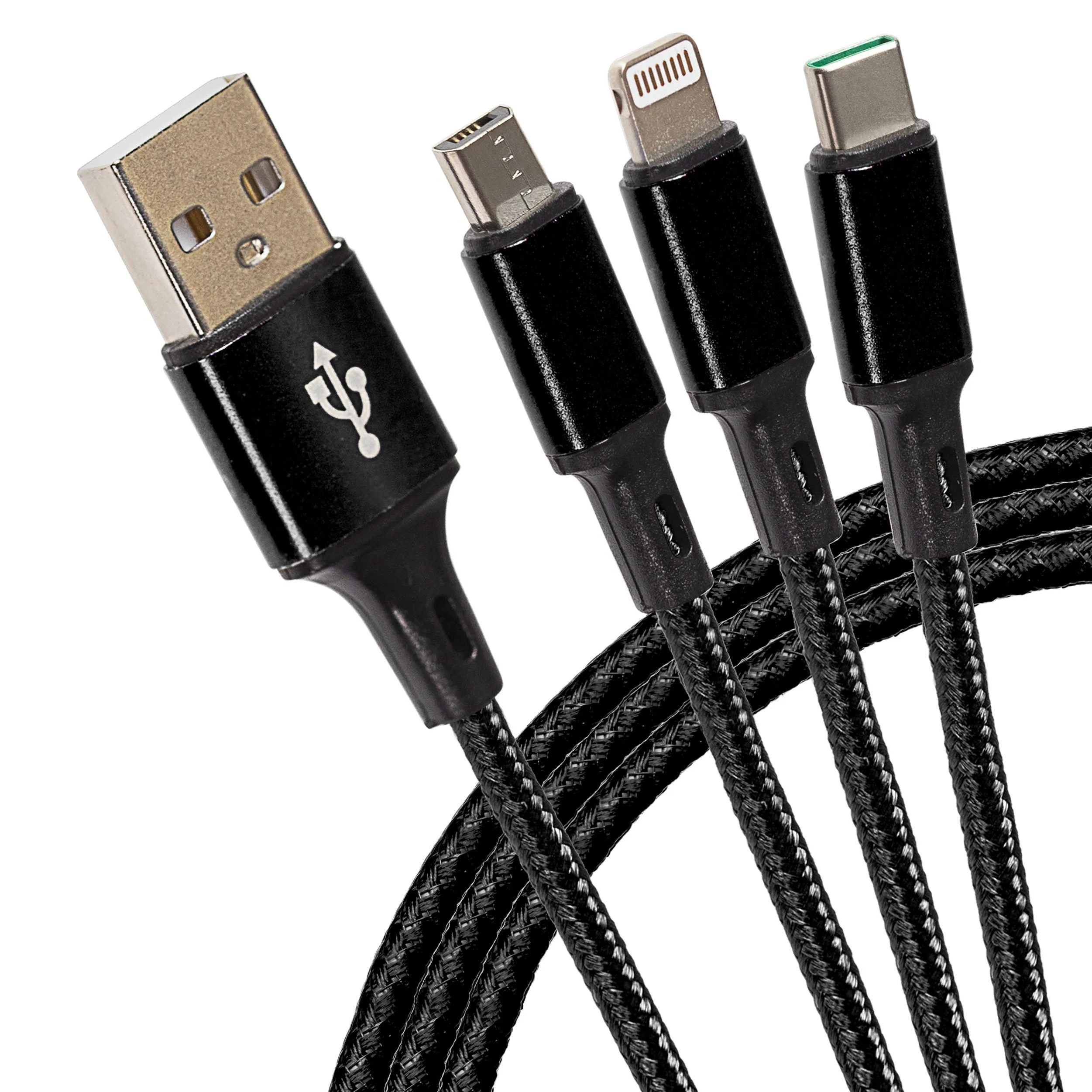 Maplin Usb-A To 3-In-1 Multi-Charging Usb-C / Lightning / Micro Usb Braided Cable - 1.2M Today Only Hot Pick Shop Today Save