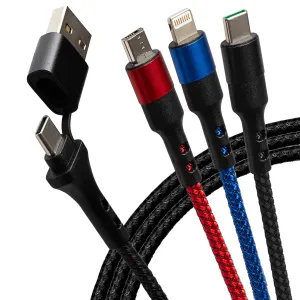Exclusive Online Deal Maplin Usb-C & Usb-A To Usb-C / Lightning / Micro Usb 3-In-1 Braided Cable
