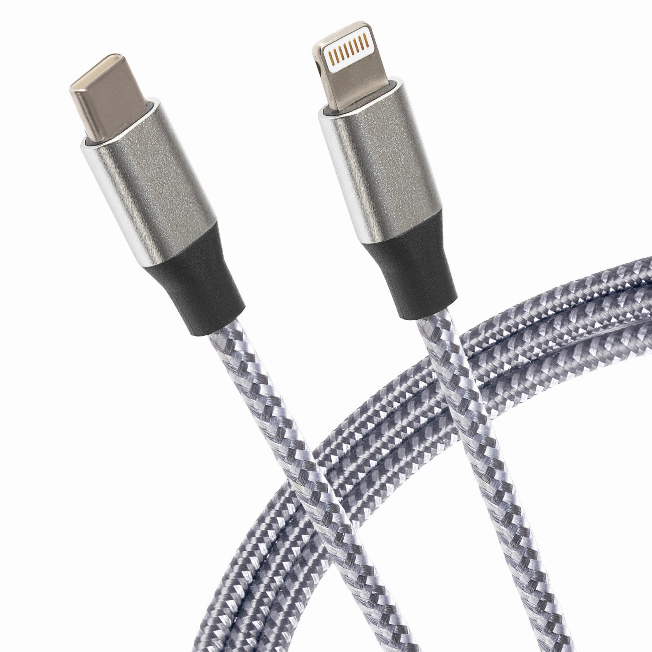 Maplin Lightning To Usb-C 20W Fast Charging Braided Cable - Silver, 2M Best Deal Online MustHave Clearance