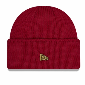 Dark Red Wide Cuff Knit Beanie Sale Ending Soon