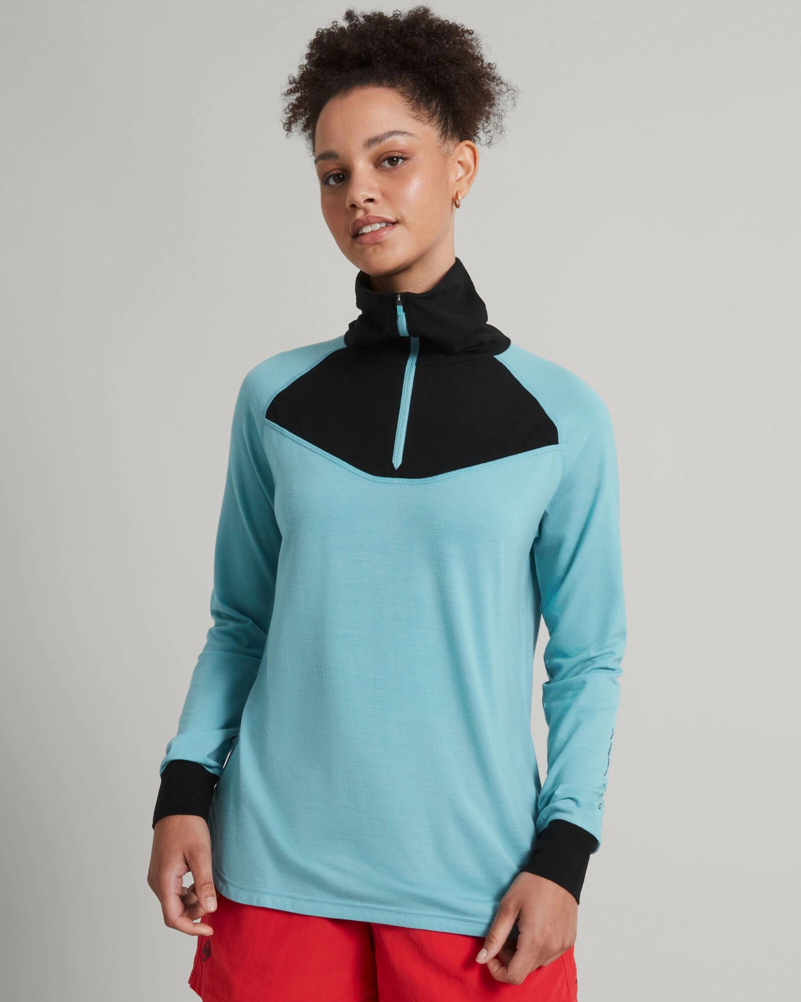 Shop Grab Now Shop Save Today Merinopro Women'S Quarter Zip Pullover - Waterfall/Black