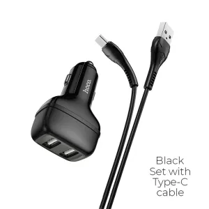 Save Today Only Hoco Z36 Leader Car Charger Dual Port Set With Type-C Cable