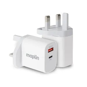Dont Miss These Savings Todays Special Picks Maplin 2 Port Usb Wall Charger 1X Usb-A 1X Usb-C Pd Qc 3.0 35W High Speed Charging