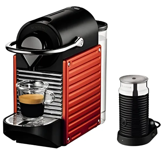 Nespresso Coffee Maker Bundle Red Pixie   Black Aeroccino3
