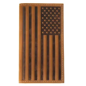 Nocona Embossed American Flag Brown Leather Rodeo Wallet EndofWeek Deals