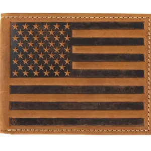 Last Chance Steal Grab Your Hot Pick Nocona Men'S Embossed American Flag Brown Leather Bi-Fold Wallet