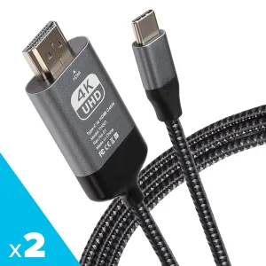 Daily Deal Frenzy Best Price Online Maplin Usb-C To Hdmi Cable Adapter (Supports 4K Ultra Hd @ 60Hz) - Black, 2M (Pack Of 2)