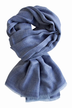 Limited Time Hot Deal Cashmere Scarf In Beautiful Weave 100% Kashmir - Blue