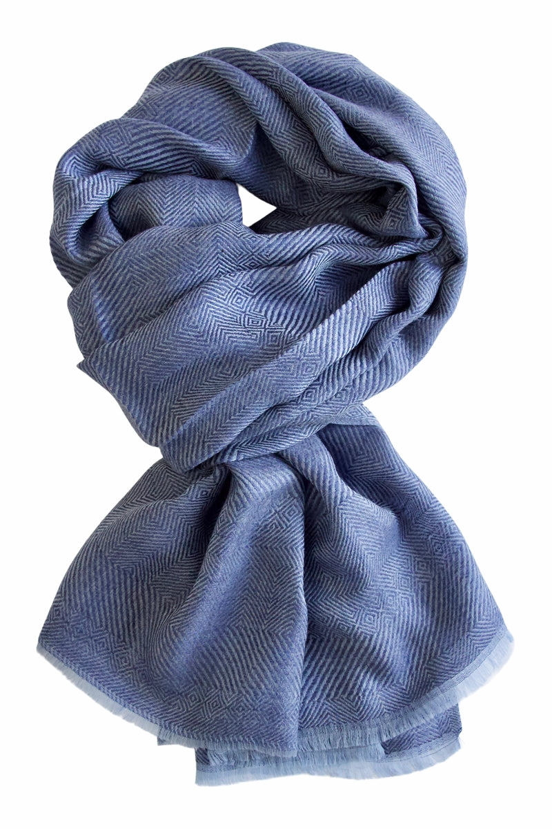 Limited Time Hot Deal Cashmere Scarf In Beautiful Weave 100% Kashmir - Blue