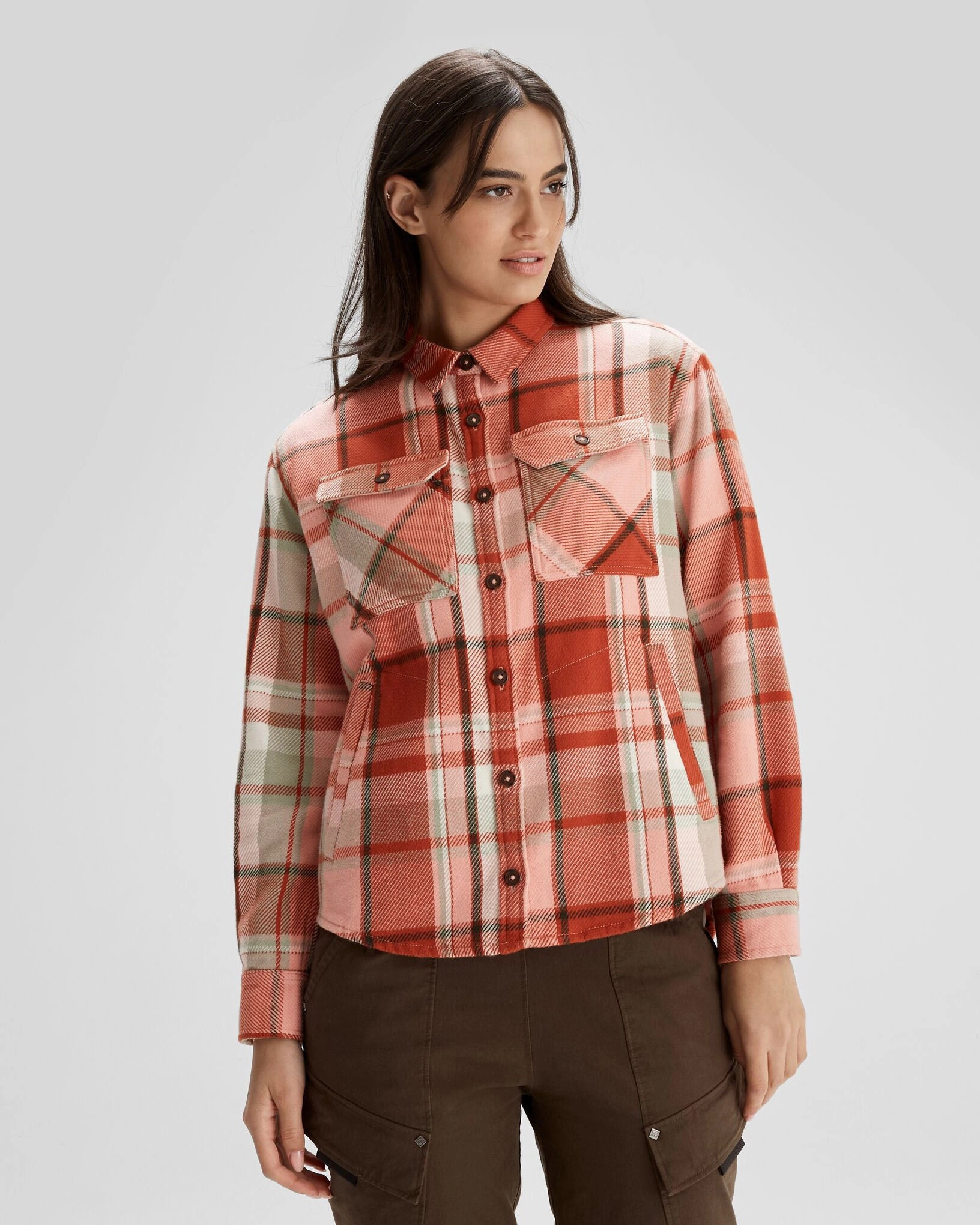 Women'S Huntly Long Sleeve Shirt - Cabin Plaid Fruity Limited Time Offer Last Chance Offer